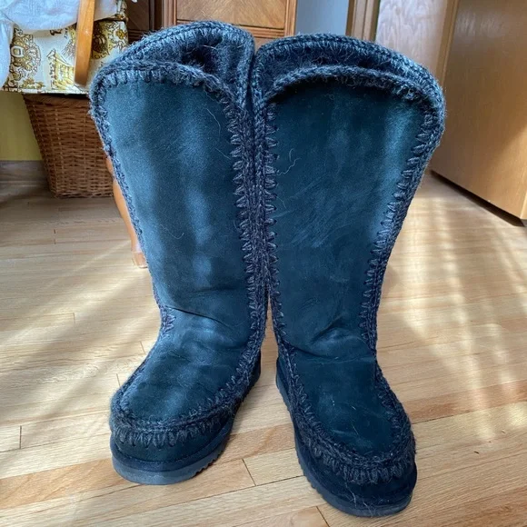 Women's Black Tall Mou Boots - Picture 2 of 7